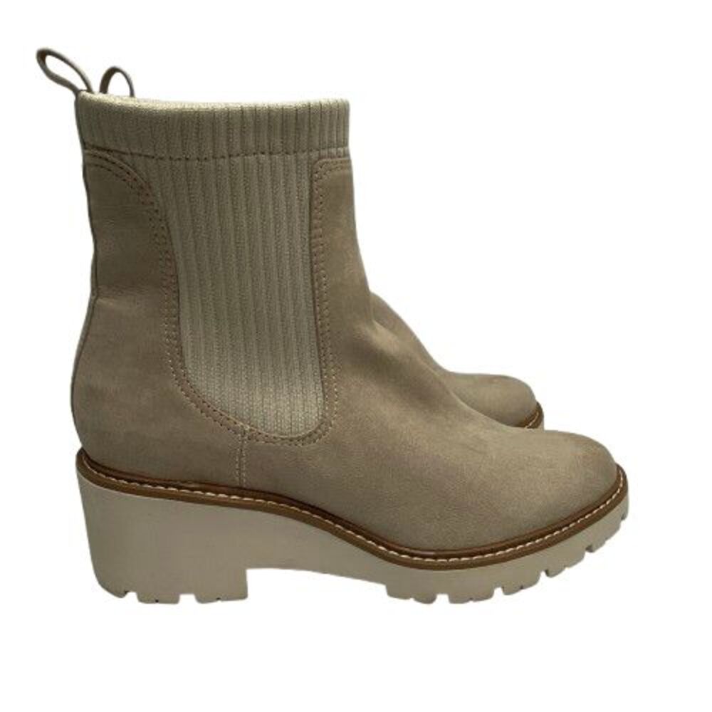 Steve Madden Womens Gus Chelsea Boots 10 Beige Chunky Lug Sole Combat Grunge